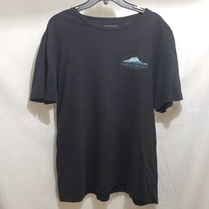 Eddie Bauer Black Tee Shirt with Mountain Logo (XL)